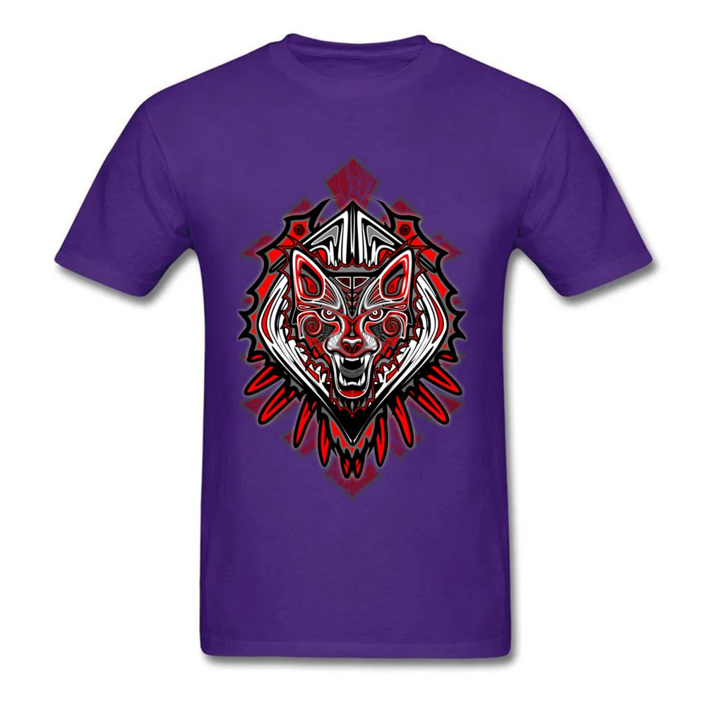 Wolf Tattoo Style Haida Art Short Sleeve Tops Tees Crew Neck All Cotton Men T Shirts Party Clothing Shirt Oversized Wolf Tattoo Style Haida Art purple