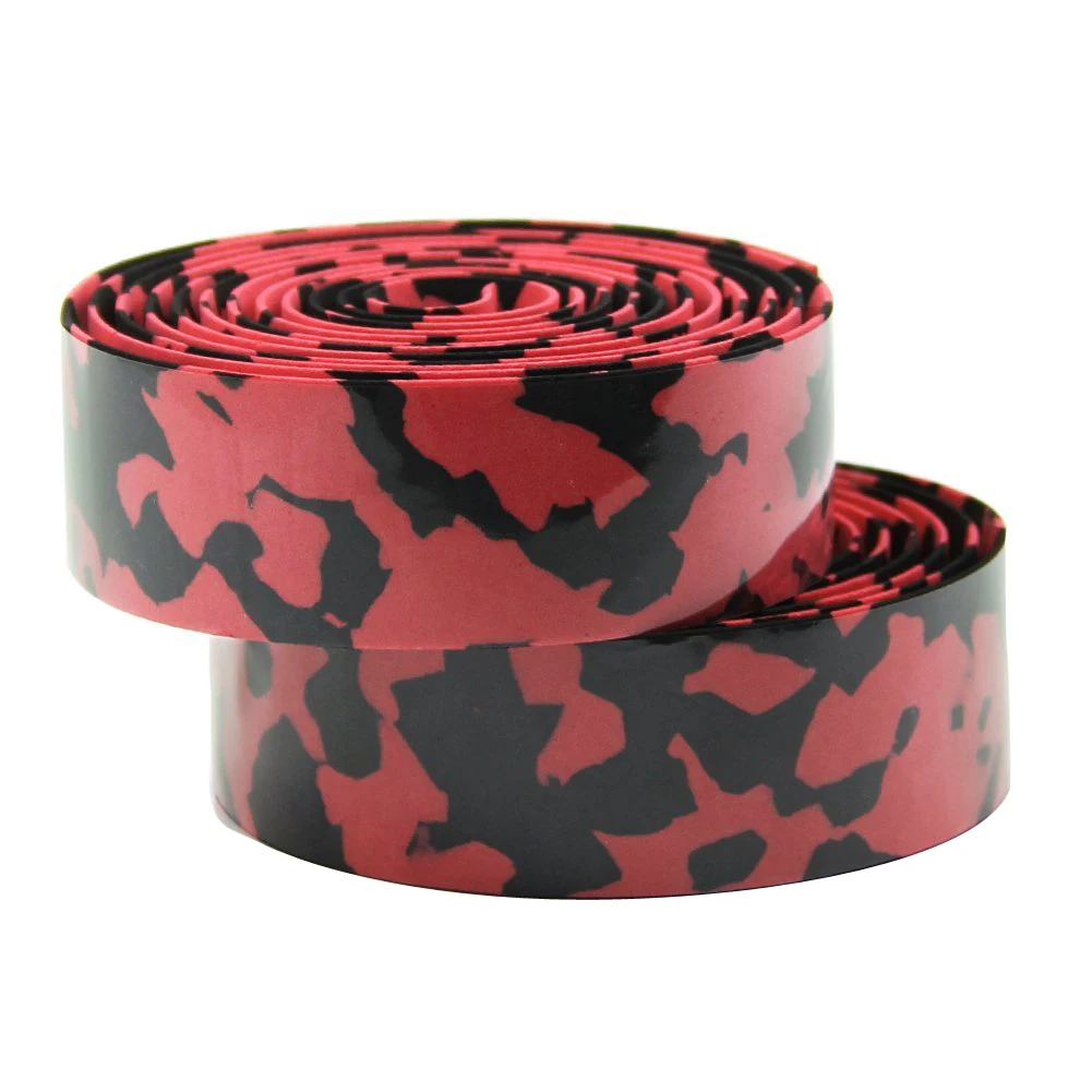 

Road Bike Bicycle Cork Handlebar Bar Wrap Tape + 2 Bar Plugs-Black & Red camo
