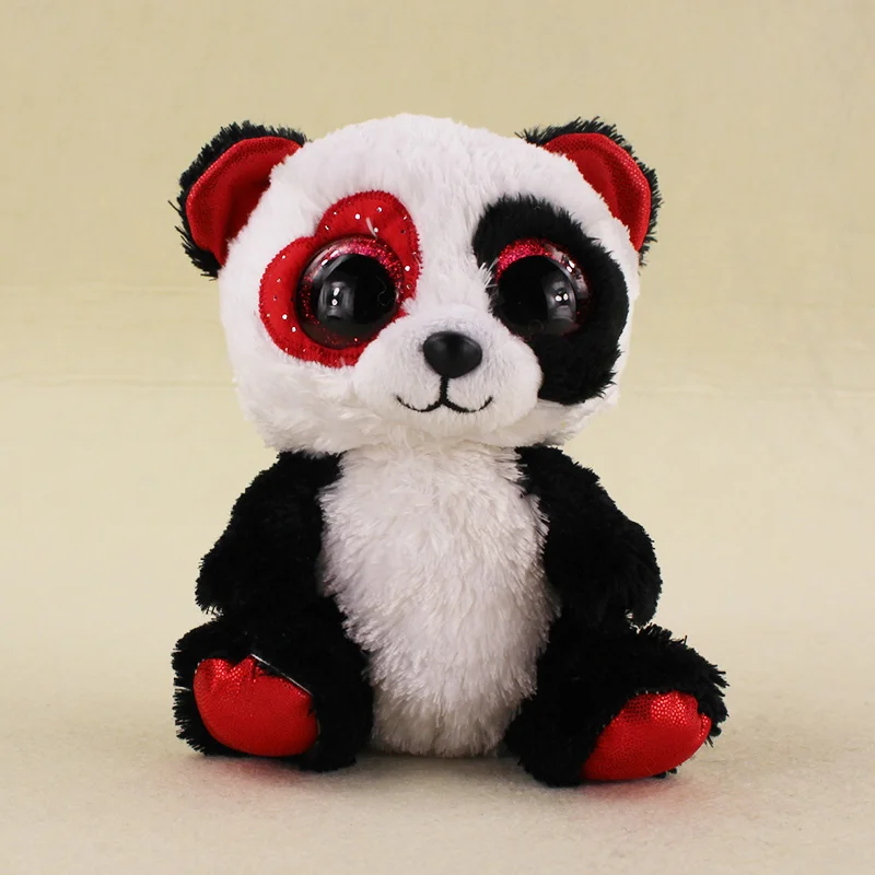 15cm Ty Beanie Boos Big Eyes Series Panda with Red Eyes Stuffed Animal
