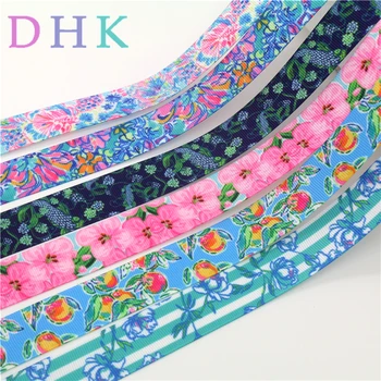 

DHK 50yards flowers tree fruit Printed Grosgrain Ribbon Accessory hairbow headwear decoration Wholesale DIY OEM S1094