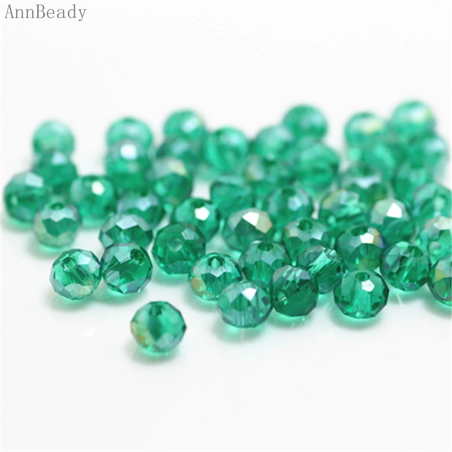 

AnnBeady Blue green ab Color 3*4mm 145pcs Rondelle Austria faceted Crystal Glass Beads Loose Spacer Beads For Jewelry Making