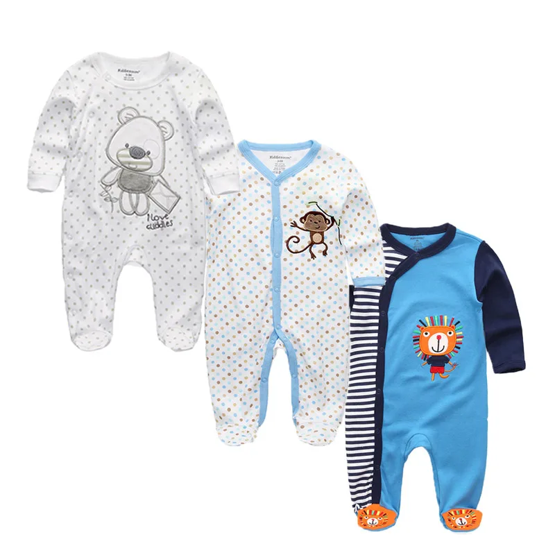 3 PCS/lot Newborn Long Sleeve Comfortable baby footed rompers Cotton cartoon baby boy girl clothes - Цвет: RFL3009