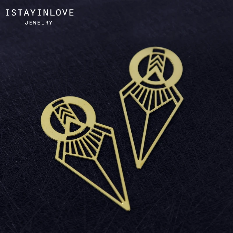 

Handmade Jewelry Making Supplies Pendant Cut Hollow Metal Raw Brass Geometric Charm For DIY Necklace Earring Brooch RD343