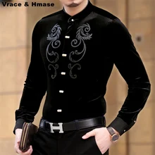 Осень и зима новая мода тонкая качественная рубашка с длинным рукавом деловая Повседневная Высококачественная Золотая Бархатная Эксклюзивная Мужская рубашка M-XXXL