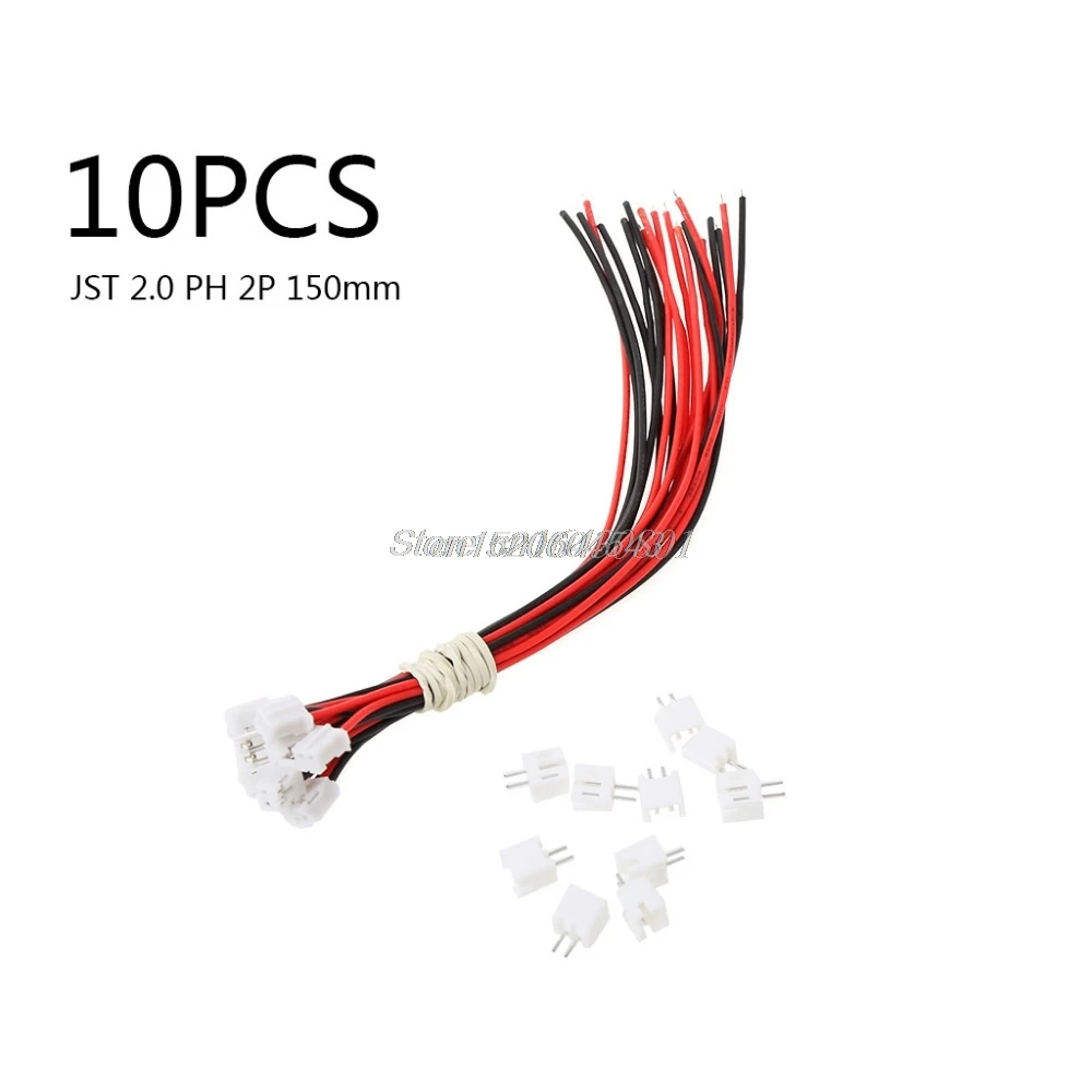 

10 Sets/Lot Micro JST 2.0 PH 2-Pin Connector plug with Wires Cables 150MM New R16 Drop ship