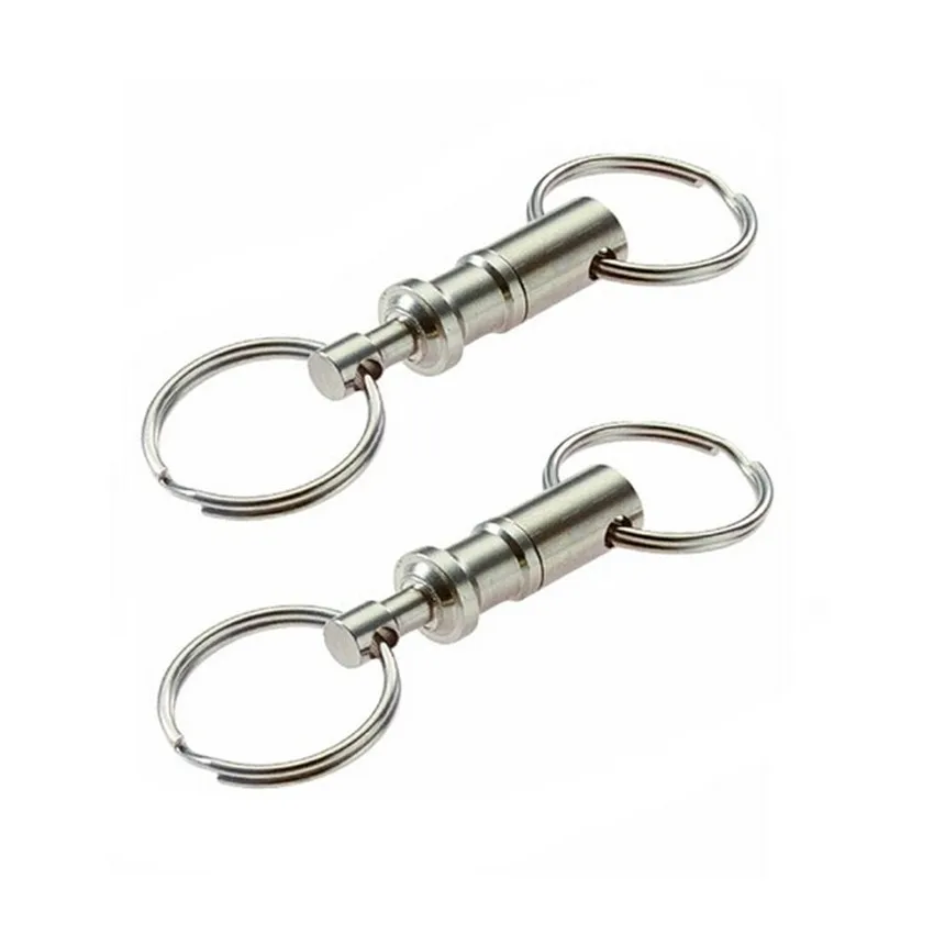 

Car-styling 2PCS Heavy Duty Dual Key Chain Ring Pull Apart Snap Lock Holder Rotating