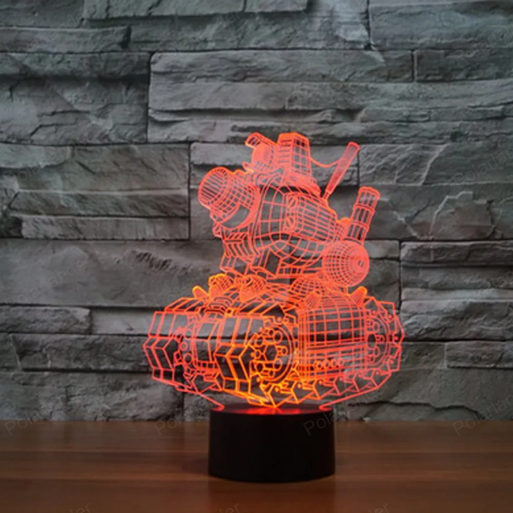 machine tanks shape 3D night light colorful touch LED visual lights