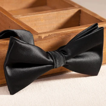 

2019 New Arrival Men's Bow Ties for Weddings Double Fabric Black Classic Business Bowtie Luxury Formal Bow Tie with Gift Box