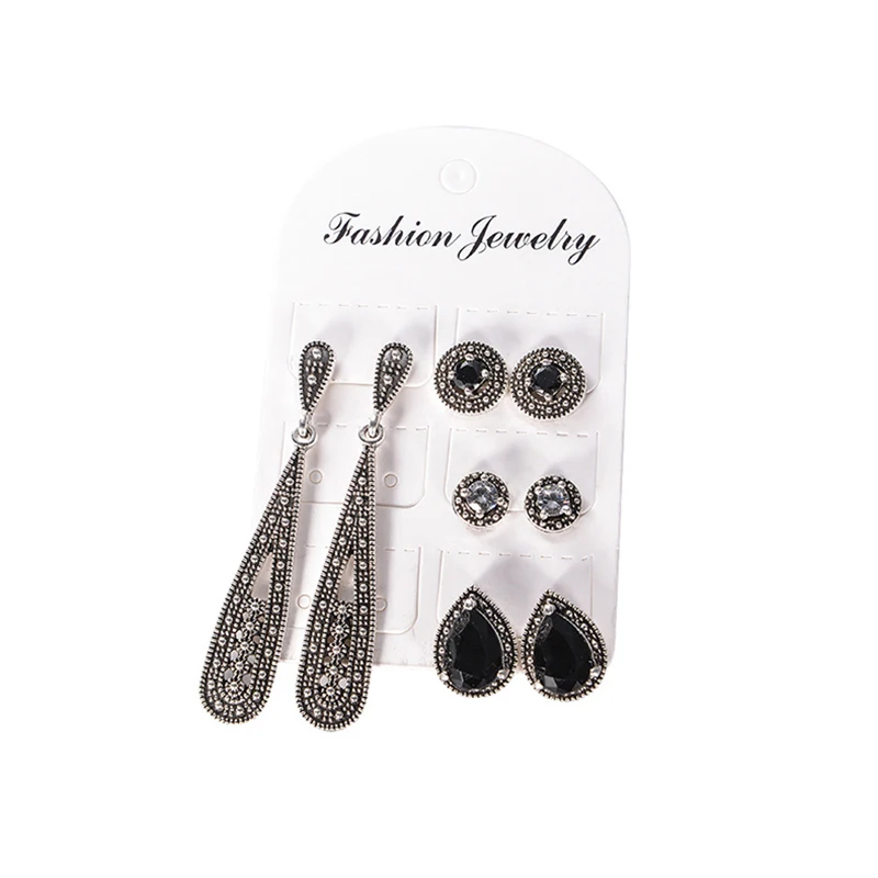 

4 Pairs/set Women Crystal Bohemian Earring Stud Earrings For Women Jewelry Dazzling Cubic Zirconia Opal Brincos Earrings Gifts