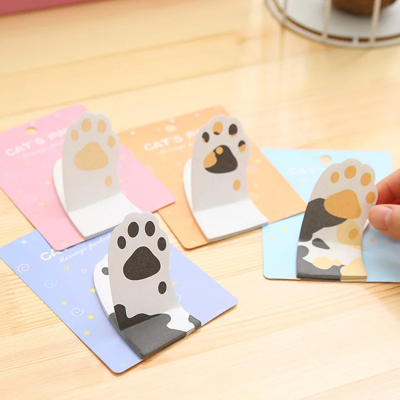

Free Shipping Cute Kawaii Cartoon Post It Note Paper Stickers Creative Cat Claw Memo Pad For Kids School Supplies Novelty Pad
