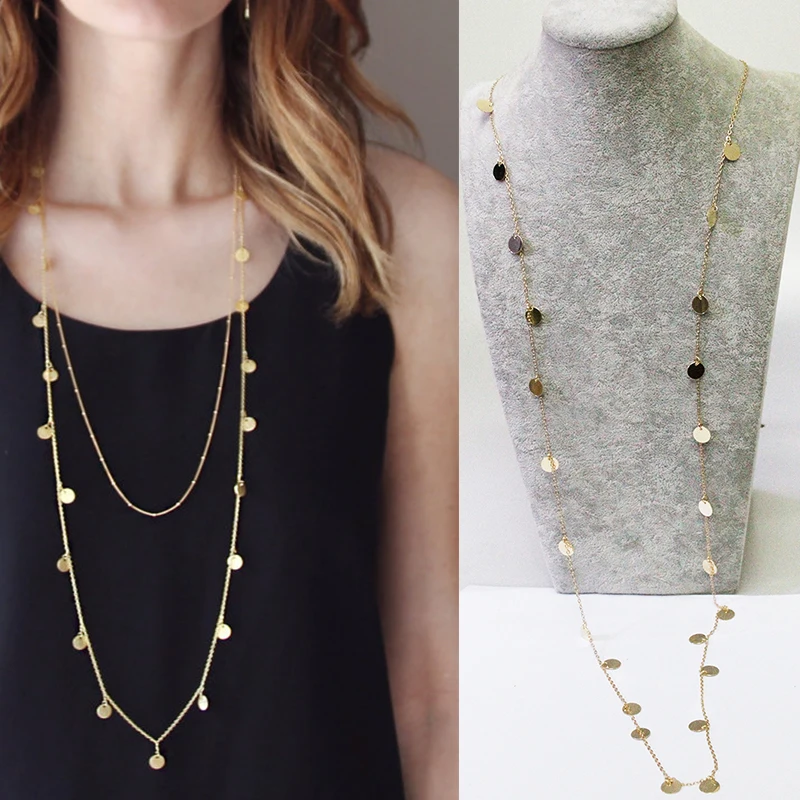 120 см длинное золотое ожерелье с монетами | Длинное XL540|gold coin necklace|gold necklacelong gold necklace