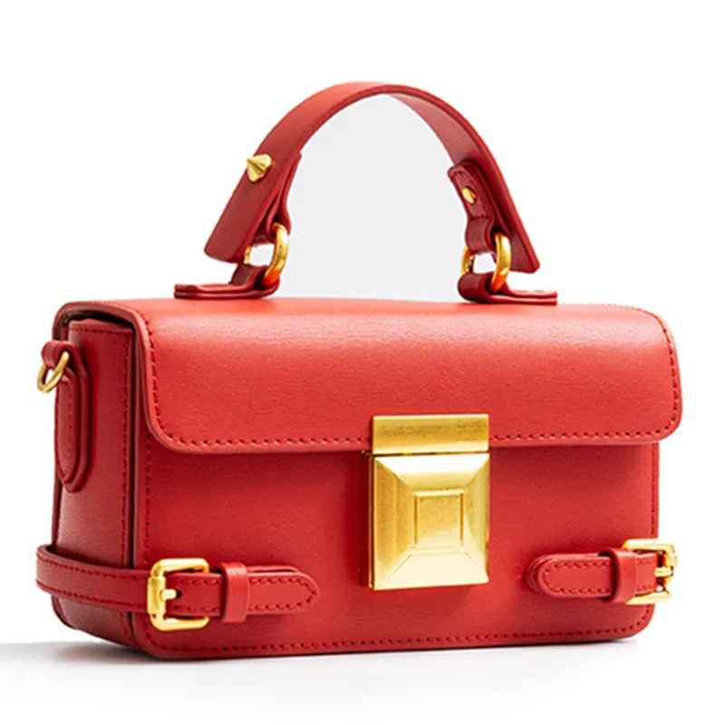 

8 Color Wide Straps Rivet Shoulder Messenger Bags High Quality Genuine Leather Women Purse and Handbags Bolsa Feminina