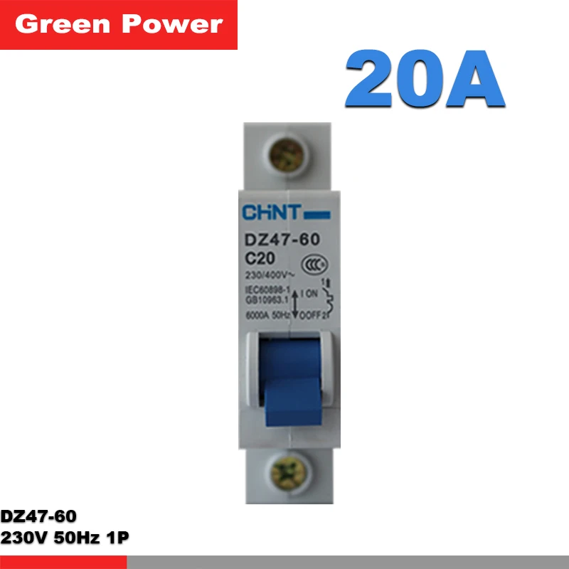 DZ47-60 1P C20 CHNT автоматический выключатель s 230 В 20A защита от утечки Бесплатная