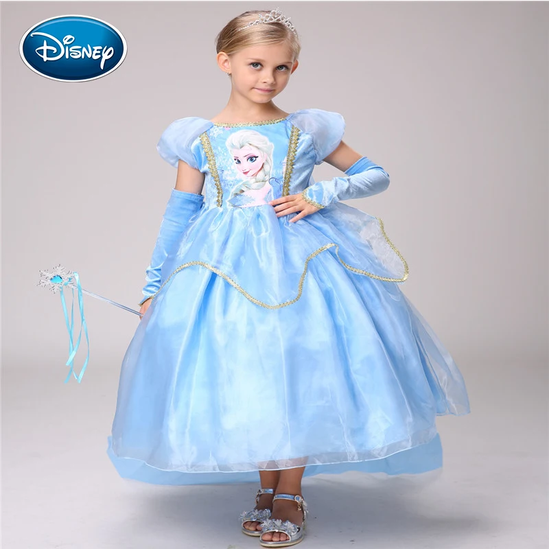 

Disney Frozen Princess Dress Girl European and American Frozen Cotton Dress Aisha Dress