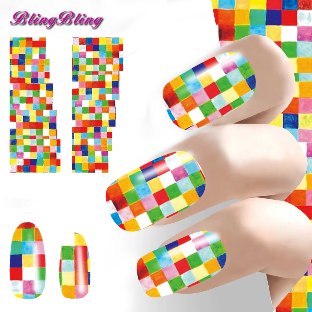 2 шт. Новый Nail Стикеры красочные пролитой Краски Дизайн ногтей переноса воды