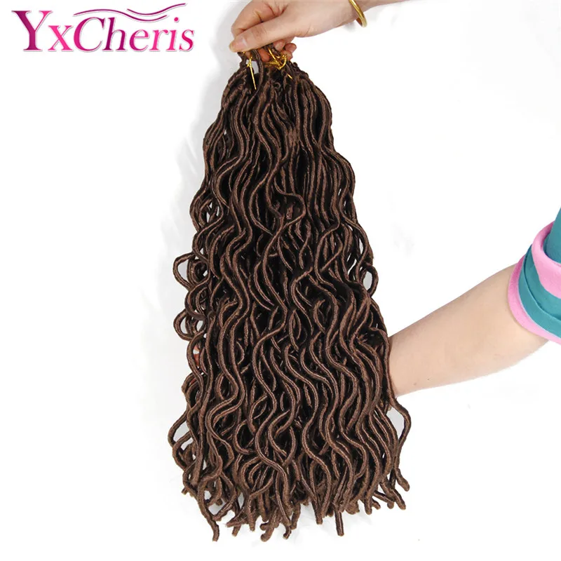 YxCherisHair 1" кудрявый вьющиеся Синтетические Искусственные локоны в стиле Crochet волос goddesss dreadlocs глубокий Волнистые искусственные локоны в стиле Crochet косы волосы для наращивания