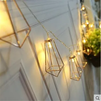 Retro Iron Metalen Diamant 4M 20LED Fairy String Light Xmas Holiday Wedding Party Home Decoratie Led Lantaarn String Lampen Retro Iron Metalen Diamant 4M 20LED Fairy String Light Xmas Holiday Wedding Party Home Decoratie Led Lantaarn String Lampen