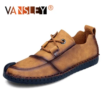 

2020 Comfortable Leather Casual Shoes Men Handmade Flats Outdoor Moccasins Loafers Fashion High Quality Men Shoes Big Size 38-46
