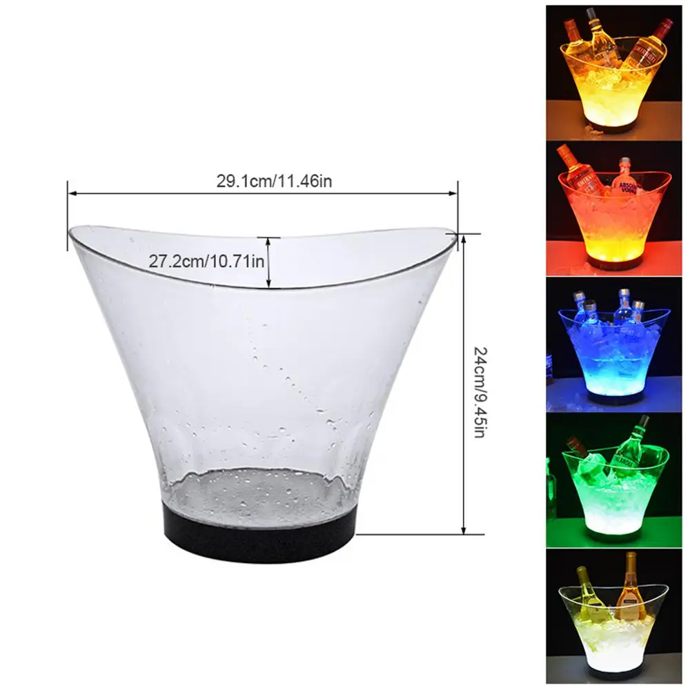 6L للماء البلاستيك LED دلو للثلج مبرد كبير الحجم دلو مصباح ليد يصل الشمبانيا دلو البيرة الحانات ليلة حزب