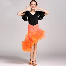 Traje de baile latino de belleza para niña Color rojo más tamaño profesional falda traje cómodo niños Vintage Flamenco disfraces I100