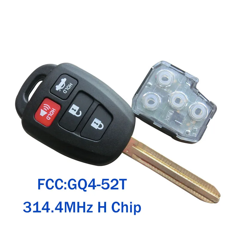  FCC ID: GQ4-52T Uncut Remote Key Fob Mit 3144 mhz + G/H Chip 3BTN 4BTN Fit Für Toyota RAV4 2013 -20