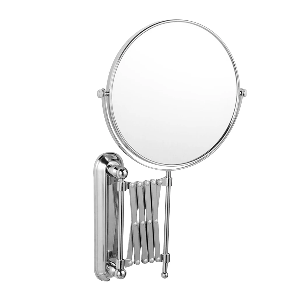 6 Inch 3X Magnifying Round Wall Mirror Two-Sided Retractable Bathroom Mirror 360 Degree Swivel Makeup Mirror For Home Travel