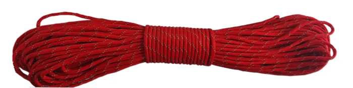 100FT 7 Core светоотражающий Паракорд парашютный шнур светоотражающий материал - Цвет: Red