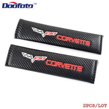 

Doofoto Car Emblems Shoulder Pads Badge Safety Belt Covers Case For Corvette C4 C5 C6 C7 Guitar Accessories Carbon Car Styling