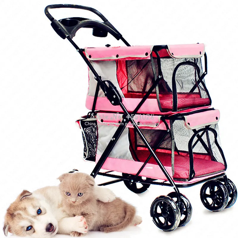 Легкая Складная двойная коляска для животных большая собака большая космическая тележка четыре колеса наружная дорожная клетка