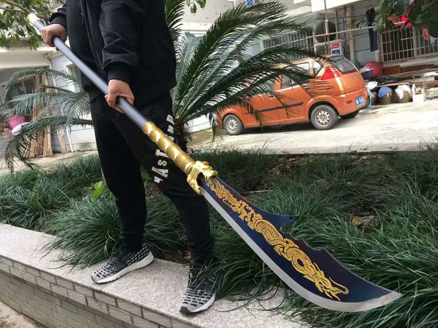 

170CM*Chinese KungFu Broadsword Sword Guan Gong Big Dao Strong High Manganese Steel Blue Blade Sharp WuShu Broad Knife