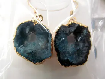 

free ship--30-50mm 2pcs Geode Earrings Crystal Slice Earrings Agate Druzy Natural Earrings assortment charm bead