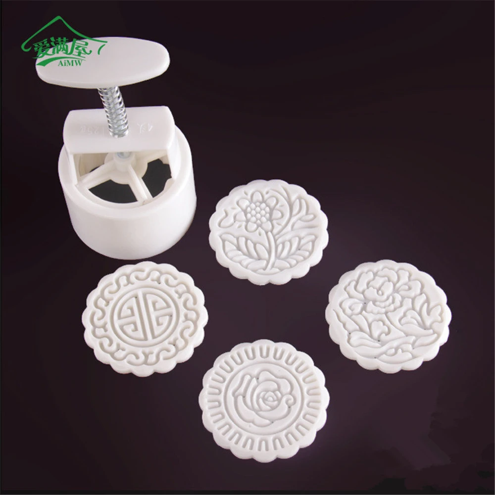 New 125g large moon cake mould,3d plastic cake embossing tool round