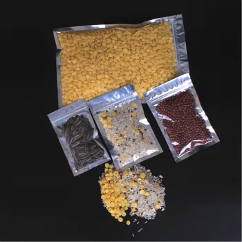 

100pcs Various Sizes Flat Pouches Tear Notch Clear/ Silver/Silver Ziplock Flat Pouch Metallic Mylar Storage Zip Lock Bag Package
