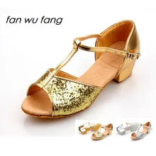 Вентилятор Wu Клык 2 Цвет Блёстки Туфли для латинских танцев для детей Обувь для девочек Для мужчин детей Для женщин Дамы согласно см купить