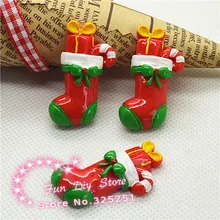 Смолы Рождество чулок плоской задней кабошон для украшения 50 шт./лот 21*38 мм