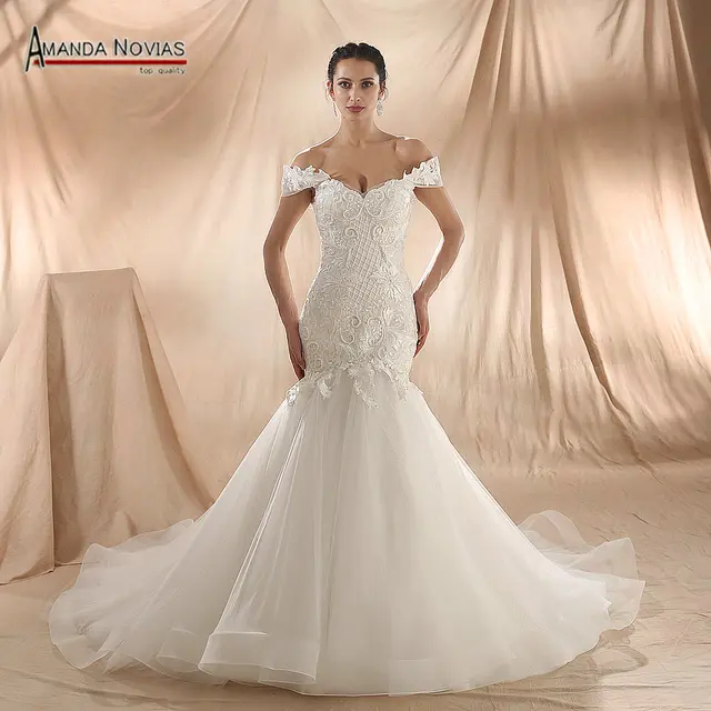 Amanda Novias 2018 New Model Mermaid Wedding Gown Beading Lace Amanda Novias 2018 New Model Mermaid Wedding Gown Beading Lace Dress