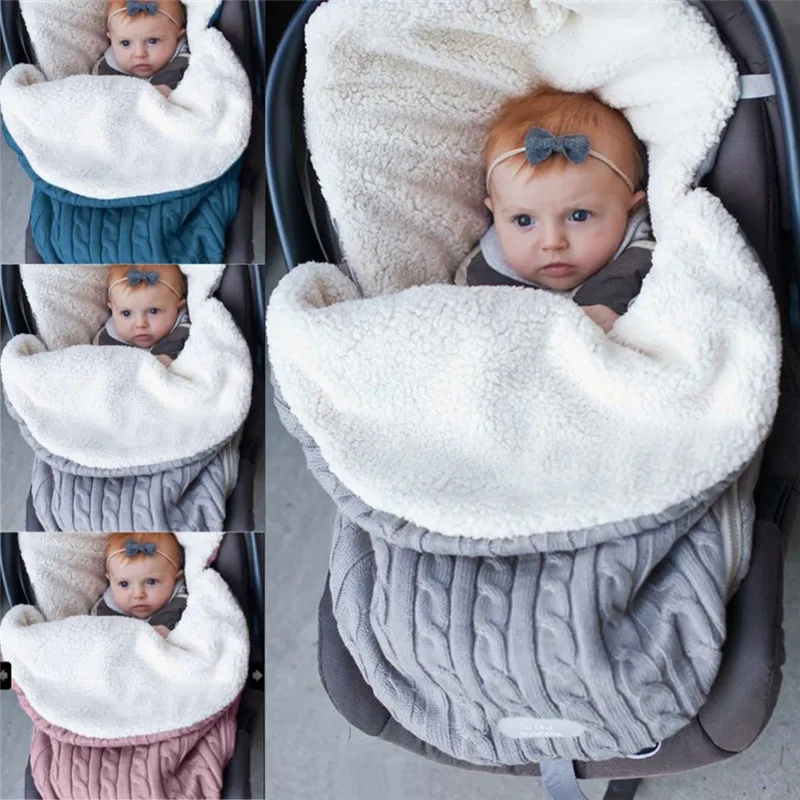 Одеяло для новорожденных, вязаное крючком, флисовое теплое Пеленальное Одеяло, спальный мешок