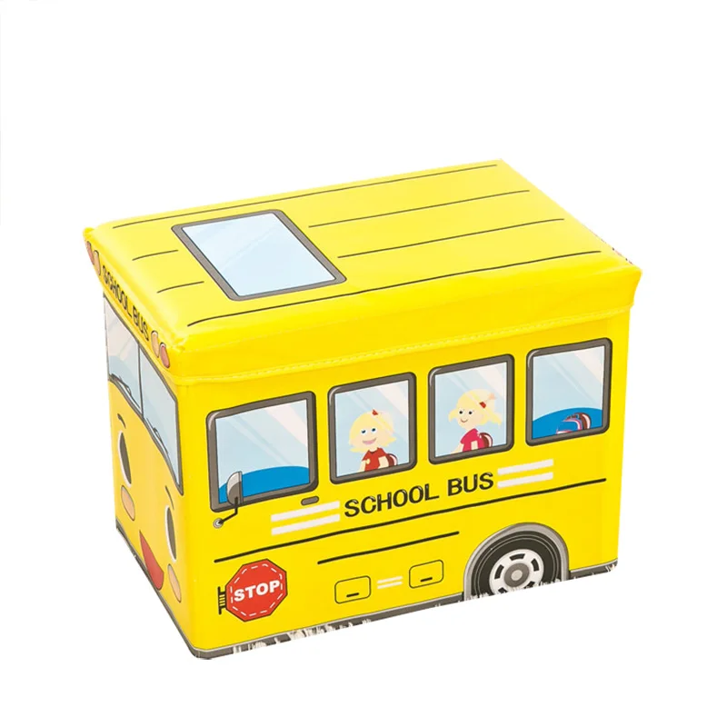 Органайзер в форме автобуса для детской одежды, коробка для хранения игрушек, складная Автомобильная игрушка из мультфильма, корзина для хранения, детская корзина для хранения - Цвет: yellow compartment