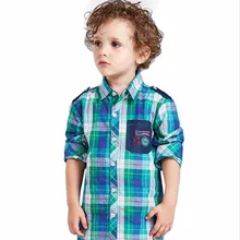 Autumn New Fashion Cotton Boys Plaid Shirts Causal Broadcloth Full Sleeve Regular Turn-down Collar Kids Shirts Boys Blouse ss004