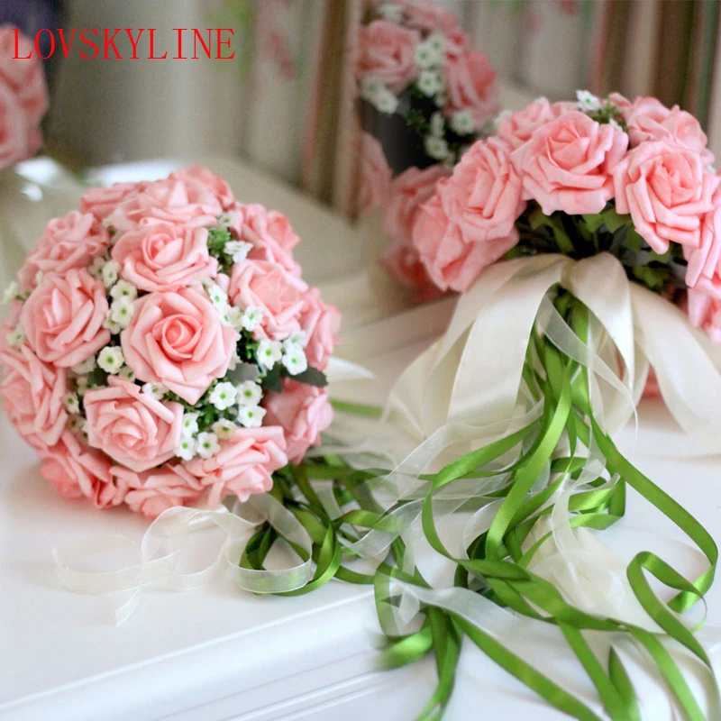 Красивые Букеты Свадебные все ручной свадебный цветок Букеты Свадебные искусственный жемчуг цветок букет роз