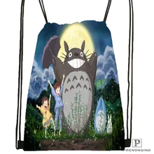 Пользовательские Мой сосед Тоторо походная сумка на шнурке милый рюкзак дети ранец(черная спина) 31x40 см#180531-04-32
