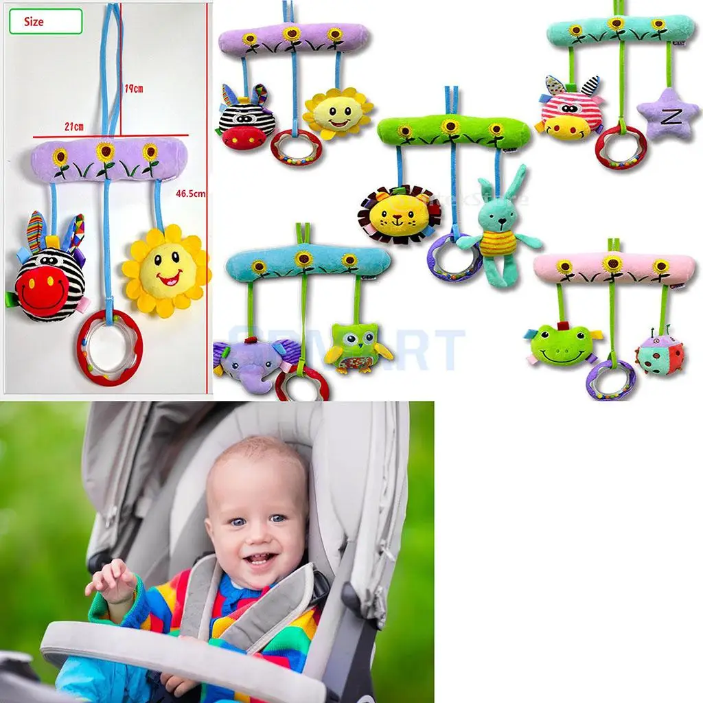 Newborn Baby Handkerchief Toys Bed Hanging Plush Rattle Teether Ring Play Toys