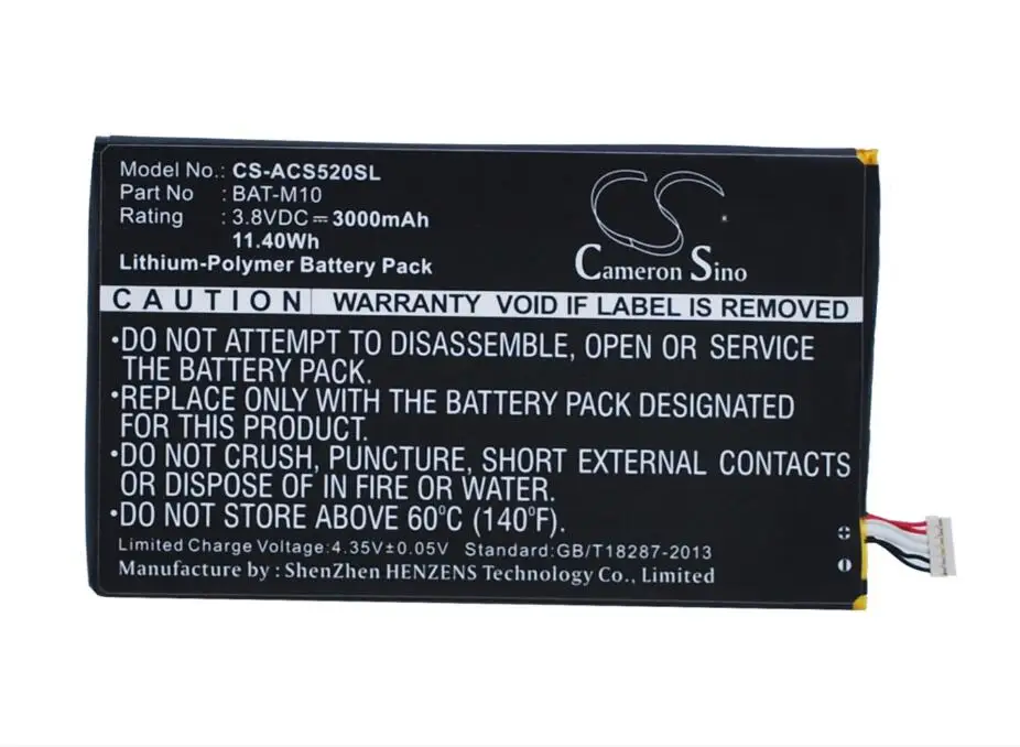 Sameron Sino 3000mah battery for ACER Liquid Jade S2 S520 S58A 1CP415793L1 1S1P BAT-M10 KT.0010S.007 batteries | Мобильные телефоны