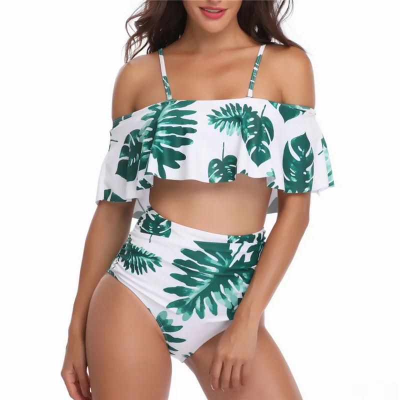 

Sexy High Waist Bikinis Women Ruffle Print Bikini Set Push up Plus Size Swimsuit Swimwear Beach Bathing Suits biquini