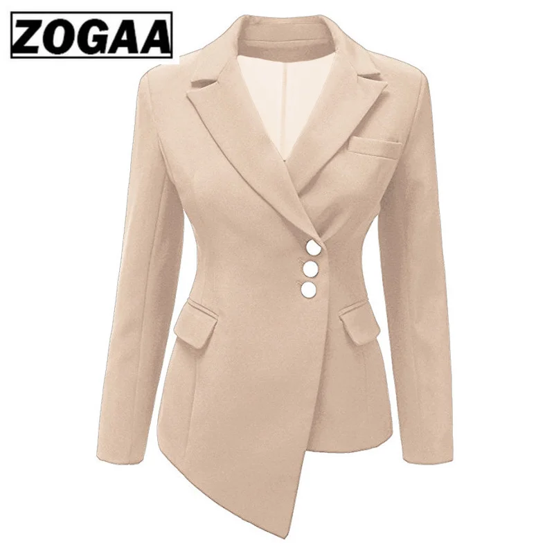 New women's long sleeve asymmetrical lapel blazer for fall 2019