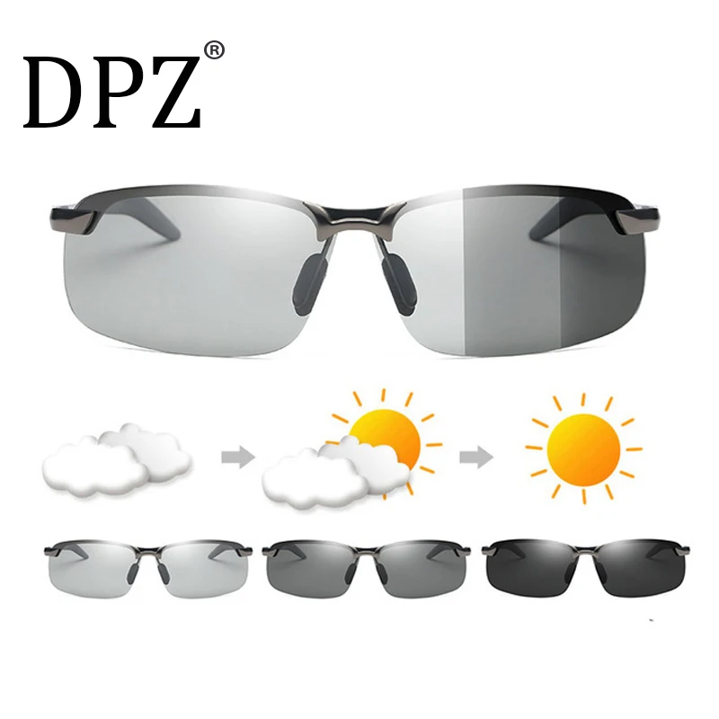 

DPZ Luxury Brands Goggles sport HD Polarized Men Driver Mirror sunglasses Gafas UV400 hot rayeds Discoloration sunglasses 2018