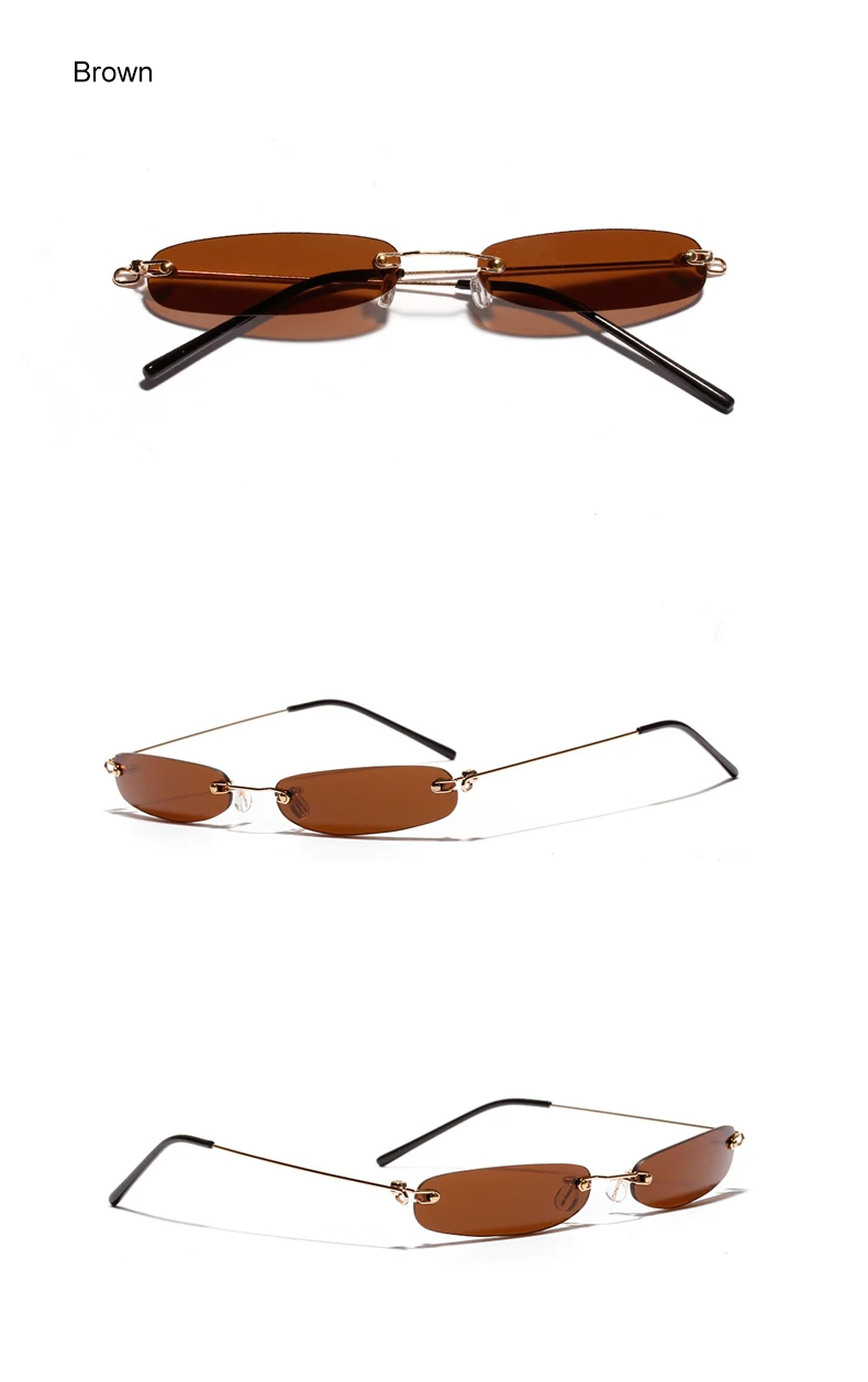 Два Oclock 90s Мини Солнцезащитные очки женские маленькие овальные без оправы тонированные желтые линзы очки Женские винтажные прозрачные маленькие 8813033