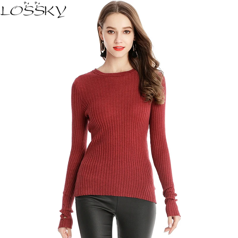 Women Pullovers Sweaters O-Neck Slim Bottoming Ladies Knitted Sweater 2018 Fashion High Elastic Female Jumper Shirts Female Tops