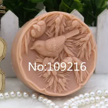 New Product!!1pcs Bird with Pine Tree Branch(zx280) Food Grade Silicone Handmade Soap Mold Crafts DIY Mould