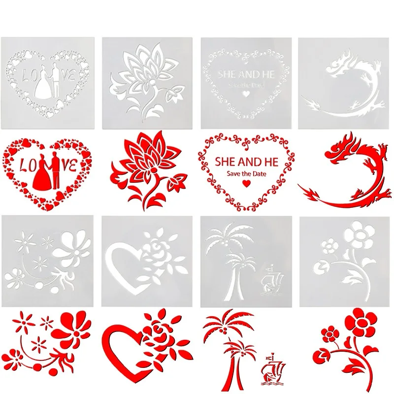 

Wedding Love Heart Flower Cake Decorating Tool Craft Cake Stencil Spray Art Cake Mold DIY Cake Moulds Baking Mold Bakeware Tools